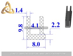 Ron cao su NBR chữ U 8x9.8x4.1