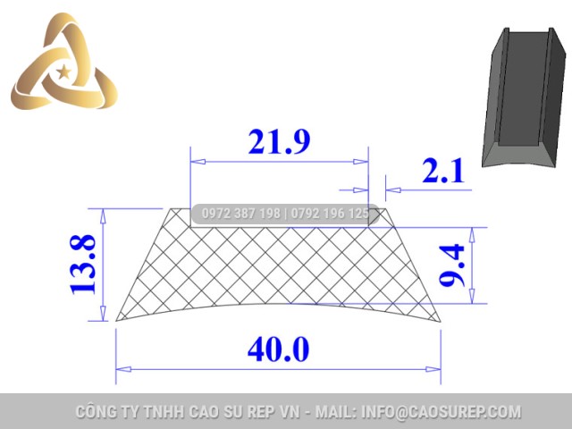 Ron cao su NBR chữ U 40x13.8x21.9