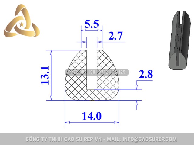 Ron cao su NBR chữ U 14x13.1x2.7 Ron cao su NBR chữ U 14x13.1x2.7