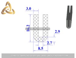 Ron cao su NBR chữ U 8.5x16.2x2.7