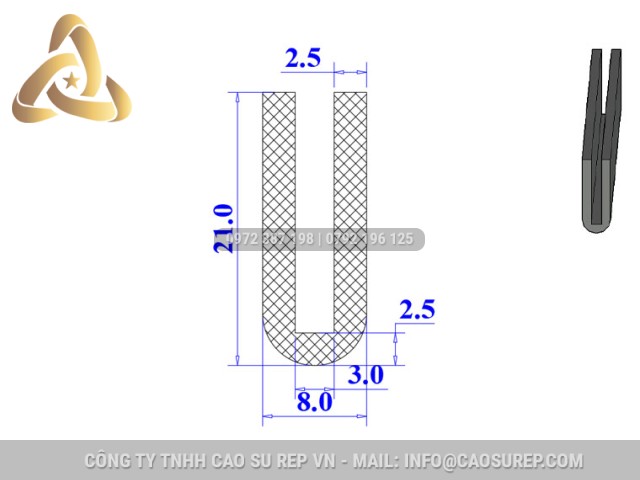 Ron silicon chữ U 8x21x3 Ron silicon chữ U 8x21x3