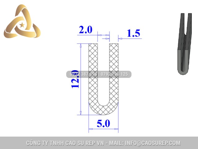 Ron silicon chữ U 5x12x2