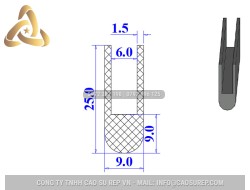 Ron silicon chữ U 9x25x6
