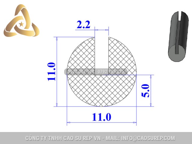 Ron silicon chữ U 11x11x2.2