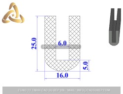 Ron silicon chữ U 16x25x6