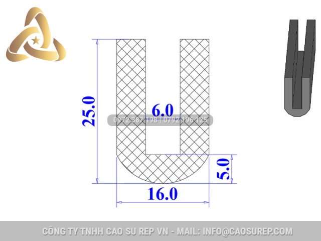 Ron silicon chữ U 16x25x6 Ron silicon chữ U 16x25x6