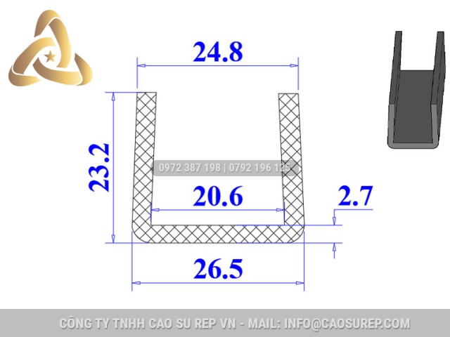 Ron silicon chữ U 26.5x23.2x20.6 Ron silicon chữ U 26.5x23.2x20.6