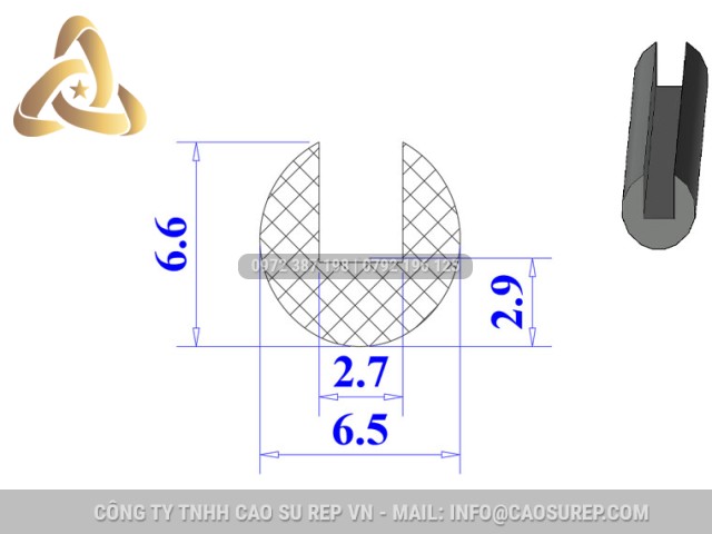 Ron silicon chữ U 6.5x6.6x2.9