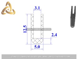 Ron silicon chữ U 5x12.5x3.1