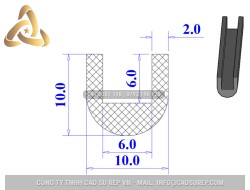 Ron silicon chữ U 10x10x6