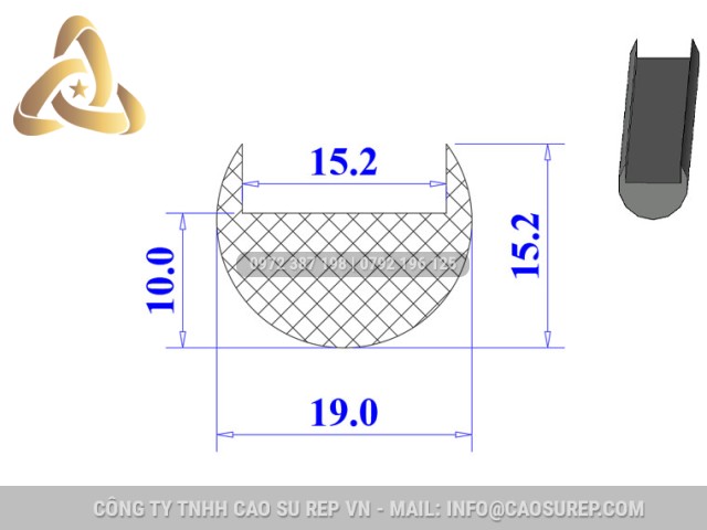 Ron silicon chữ U 19x15.2x15.2