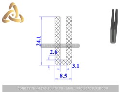 Ron silicon chữ U 8.5x24.1x3.1