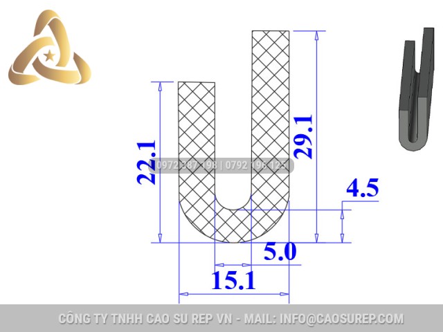Ron silicon chữ U 15.1x22.1x5