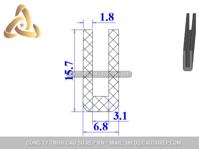 Ron silicon chữ U 6.8x15.x7x3.1 Ron silicon chữ U 6.8x15.x7x3.1