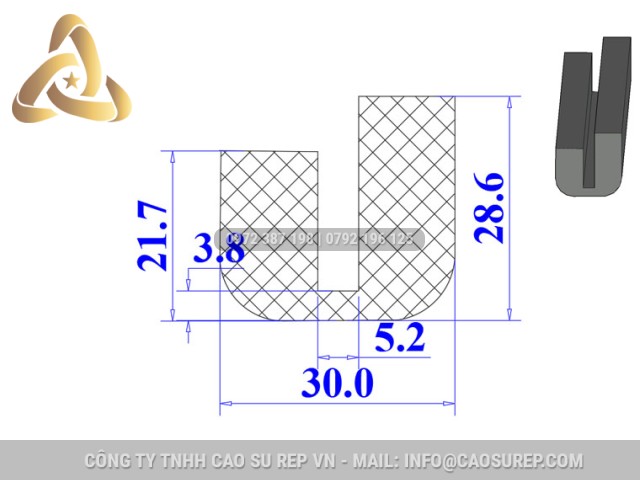 Ron silicon chữ U 30x27.1x5.2