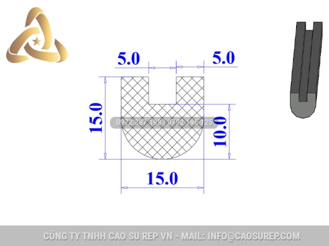 Ron silicon chữ U 15x15x5 Ron silicon chữ U 15x15x5