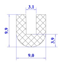 Ron silicon xốp chữ U 9x9.9x3.1