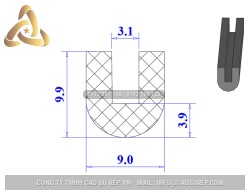 Ron silicon xốp chữ U 9x9.9x3.1