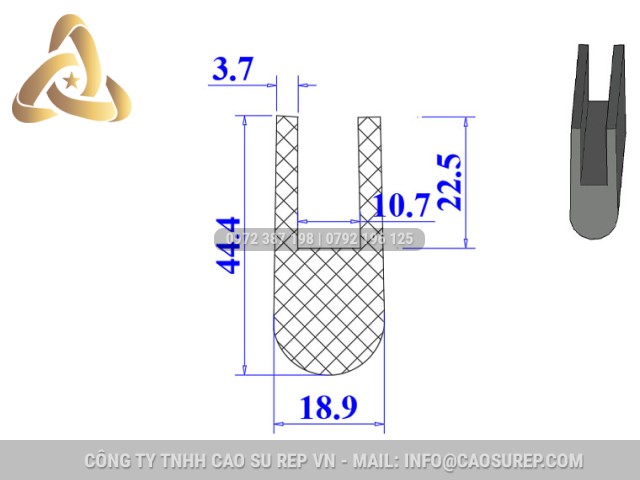 Ron silicon xốp chữ U 18.9x44.4x10.7
