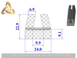 Ron silicon xốp chữ U 24x22.9x9.9