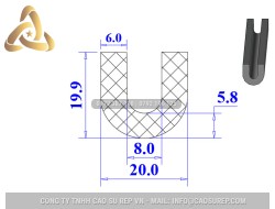 Ron silicon xốp chữ U 20x19.9x8
