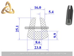 Ron silicon xốp chữ U 23.8x25.1x8.6