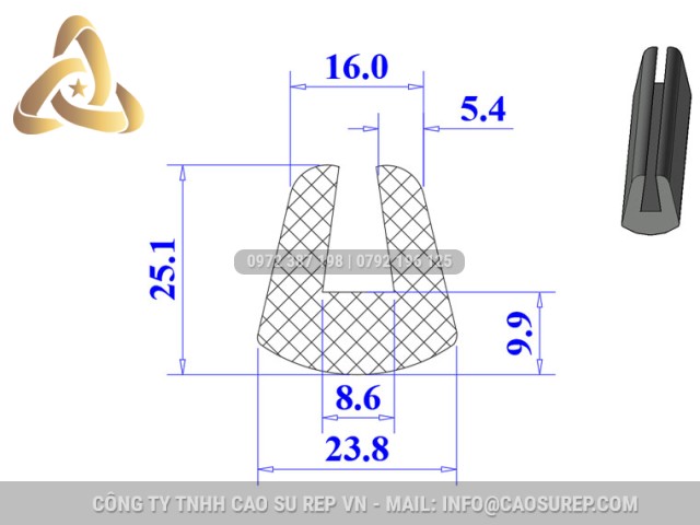 Ron silicon xốp chữ U 23.8x25.1x8.6 Ron silicon xốp chữ U 23.8x25.1x8.6