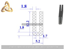Ron silicon xốp chữ U 5.2x12.2x1.7