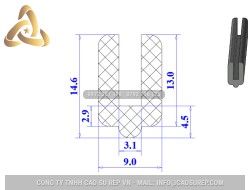 Ron silicon xốp chữ U 9x14.6x3.1