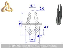 Ron silicon xốp chữ U 12x19.5x4.7