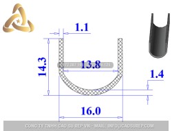 Ron silicon xốp chữ U 16x14.3x13.8