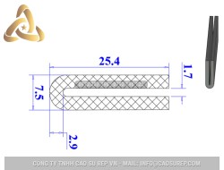 Ron silicon xốp chữ U 7.5x25.4x2.9