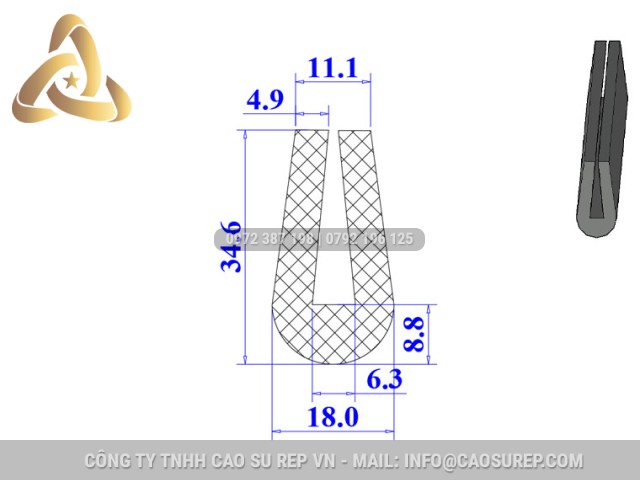 Ron silicon xốp chữ U 18x34.6x6.3 Ron silicon xốp chữ U 18x34.6x6.3