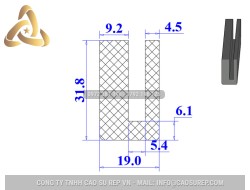 Ron silicon xốp chữ U 19x31.8x5.4