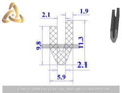 Ron silicon xốp chữ U 5.9x9.8x2.1