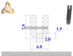 Ron silicon xốp chữ U 6x7.9x2