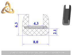 Ron silicon xốp chữ U 8x6.3x4.3