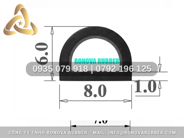 Gioăng Cao Su Cao Cấp Hình Chữ D 8x6