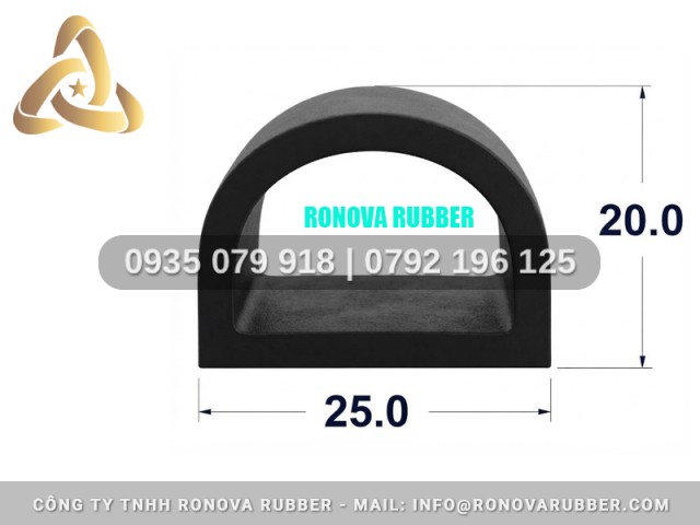Mẫu gioăng cao su chữ D 25x20