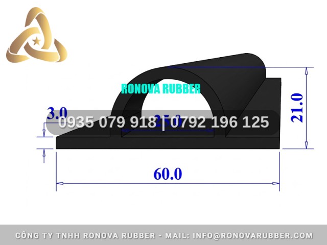 Ron cao su chữ D 60x21