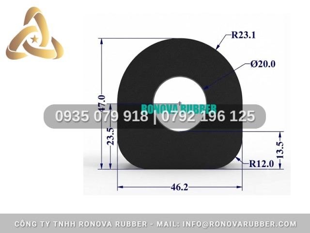 Ron Cao Su Chuyên Dụng Hình Chữ D 46.2x47