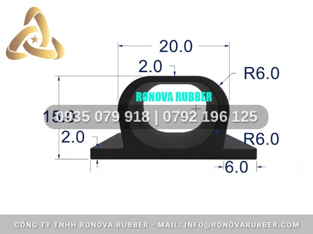 Sản phẩm ron cao su chữ D 20x15