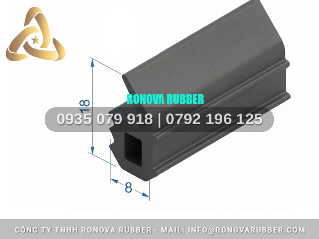Bản gioăng cao su chữ D 8x18