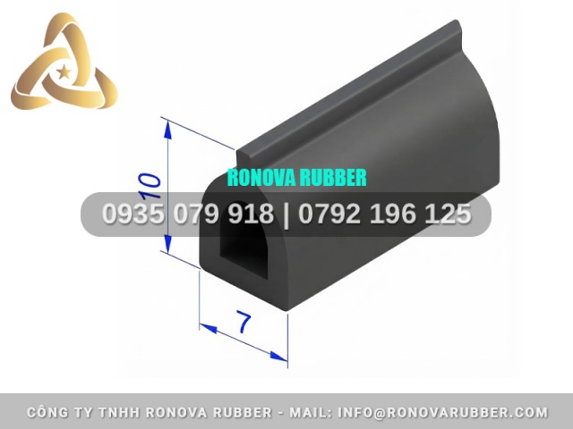 Chi tiết ron cao su thiết bị công nghiệp Ronova chữ D 10x7