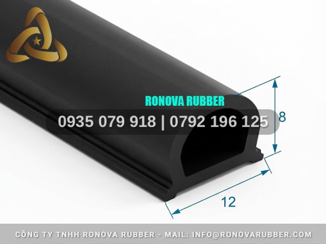 Cung cấp thanh ron cao su cửa thùng xe tải chữ D 12x8
