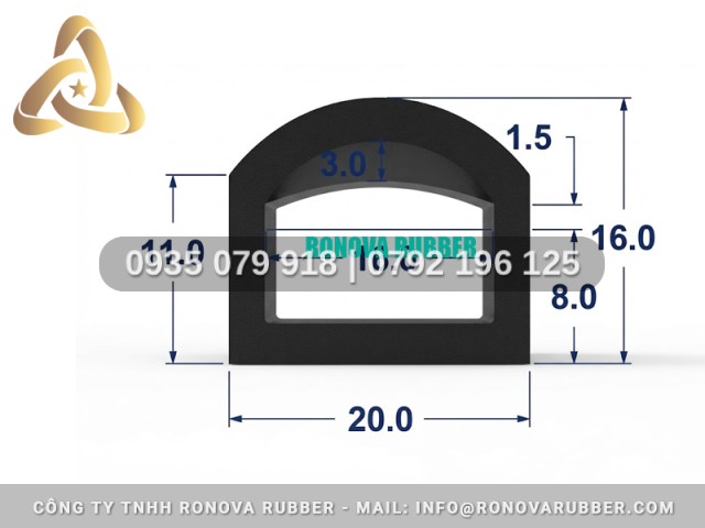 Gioăng Cao Su Chữ D Độ Đàn Hồi Tốt 20x11