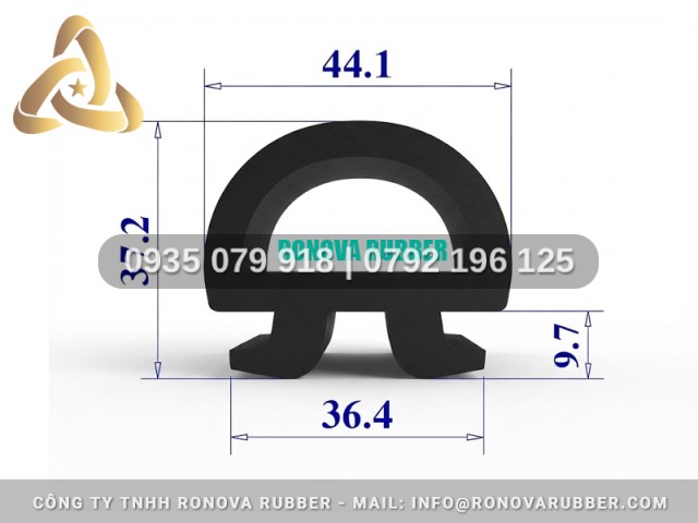 Gioăng Định Hình Chữ D Bằng Cao Su 36.4x37.2