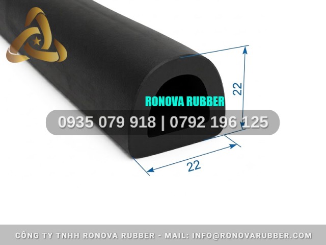 Hệ gioăng cao su thi công cửa nhôm chữ D 22x22