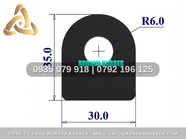Ron Cao Su Chữ D Bề Mặt Nhẵn Mịn 30x35