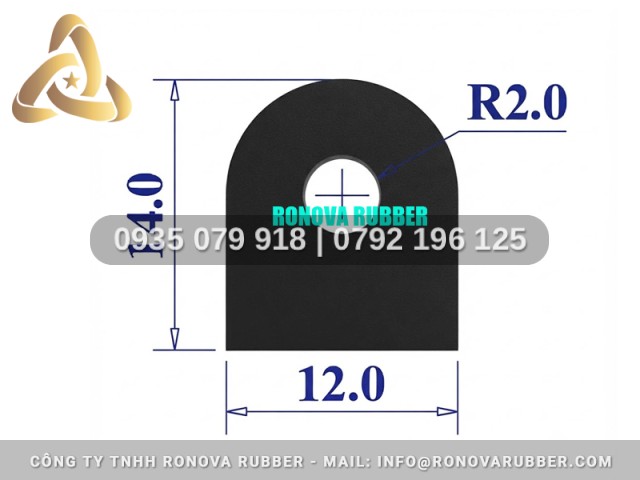 Ron Chữ D Chất Liệu Cao Su Đặc 12x14